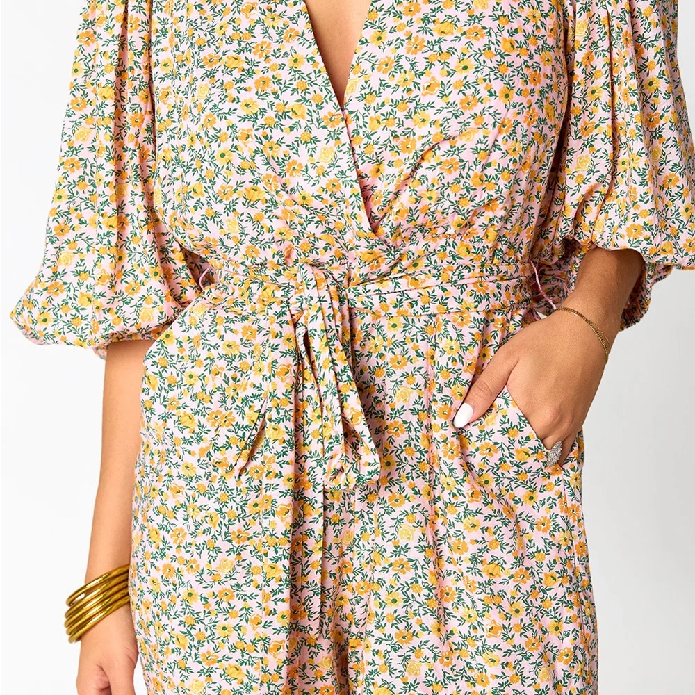 Buddy Love Floral Puff Sleeve Jumpsuit